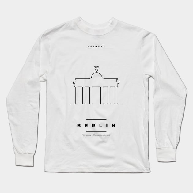 Berlin Minimal Black Line Design Long Sleeve T-Shirt by kursatunsal